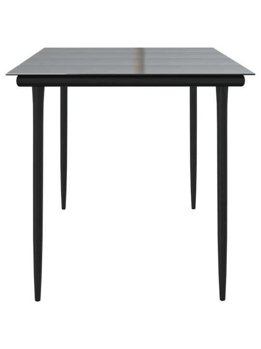 Sodo valgomojo stalas, juodas, 160x80x74cm, plienas ir stiklas
