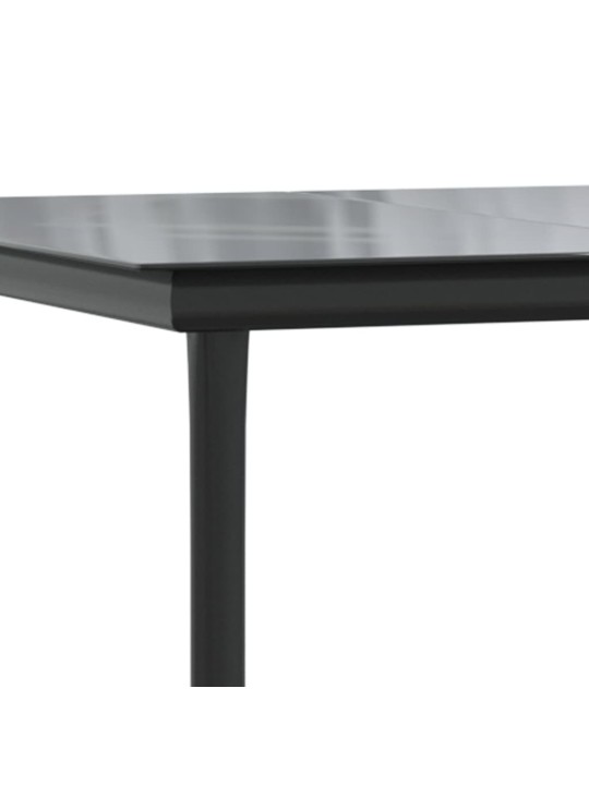 Sodo valgomojo stalas, juodas, 160x80x74cm, plienas ir stiklas