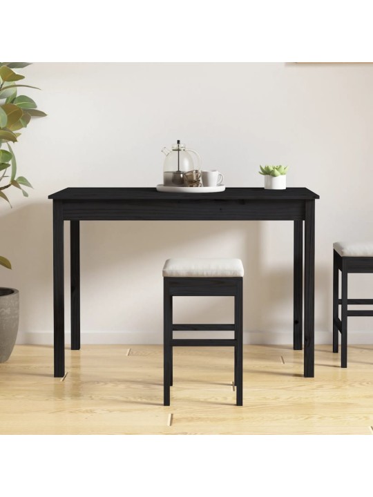 Valgomojo stalas, juodas, 110x55x75cm, pušies medienos masyvas