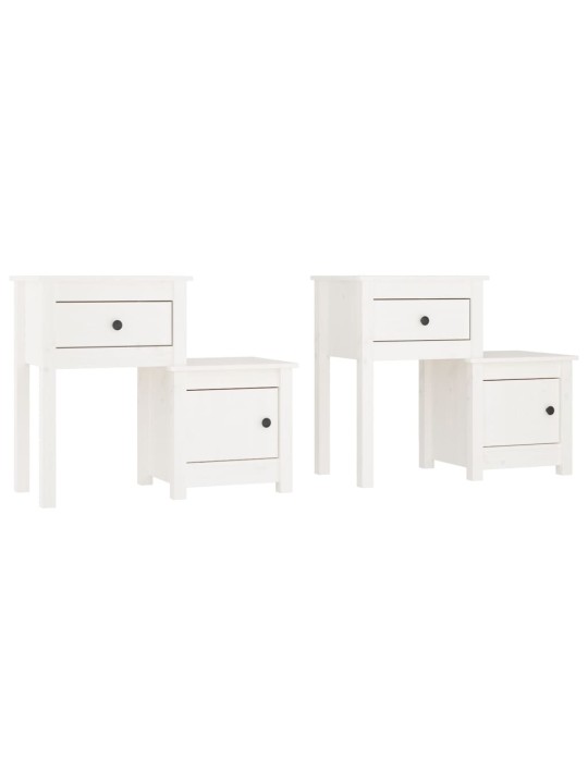 Naktinės spintelės, 2vnt., baltos, 79,5x38x65,5cm, pušis