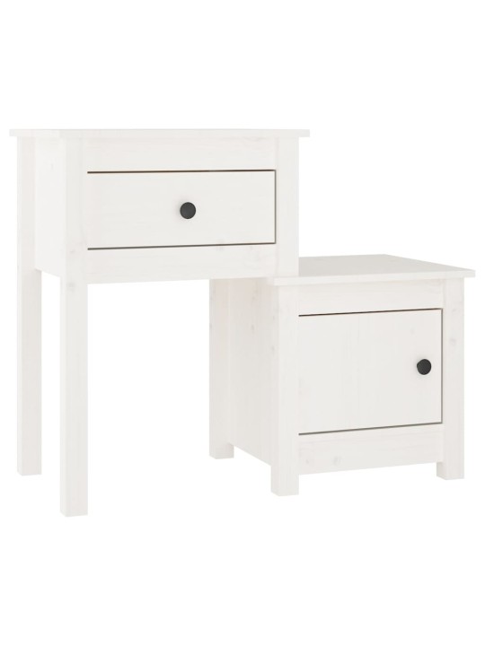 Naktinės spintelės, 2vnt., baltos, 79,5x38x65,5cm, pušis