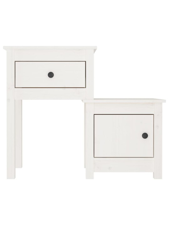 Naktinės spintelės, 2vnt., baltos, 79,5x38x65,5cm, pušis