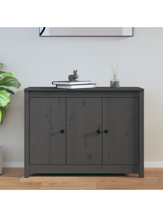 Šoninė spintelė, pilka, 100x35x74cm, pušies medienos masyvas
