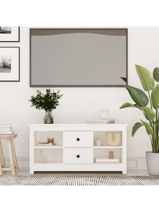 Televizoriaus spintelė, balta, 103x36,5x52cm, pušies masyvas