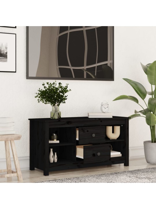 Televizoriaus spintelė, juoda, 103x36,5x52cm, pušies masyvas