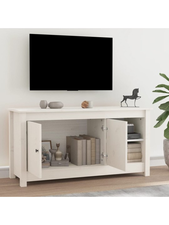 Televizoriaus spintelė, balta, 103x36,5x52cm, pušies masyvas