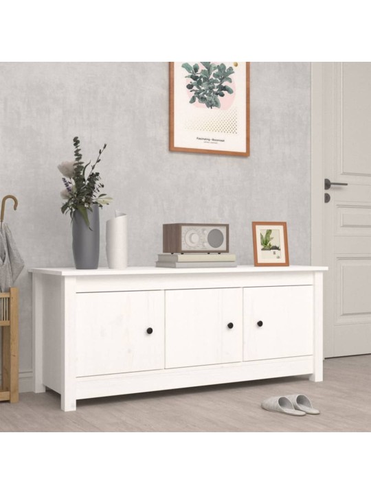 Spintelė batams, balta, 110x38x45,5cm, pušies medienos masyvas