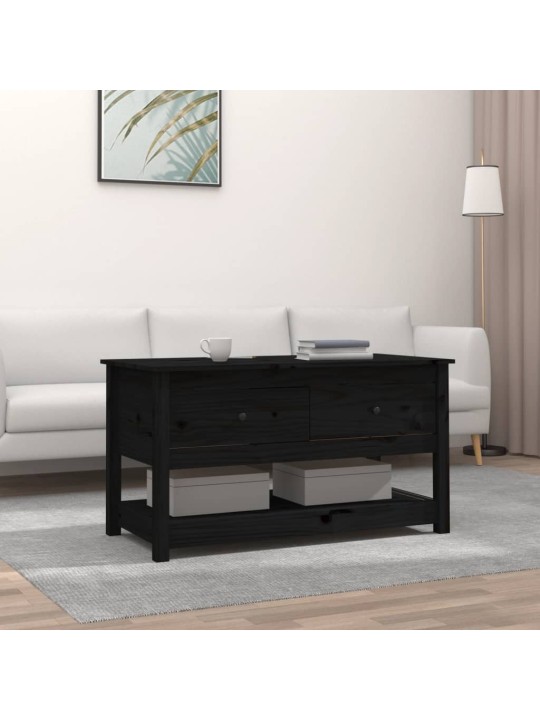 Kavos staliukas, juodas, 102x49x55cm, pušies medienos masyvas