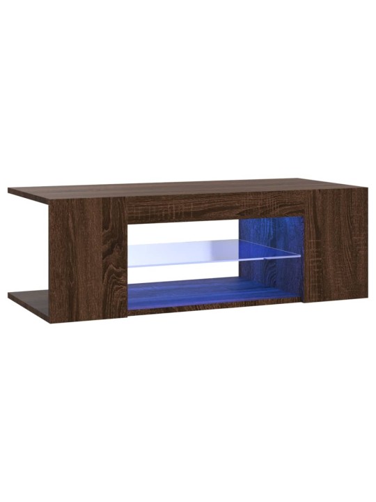 Televizoriaus spintelė su LED, ruda ąžuolo, 90x39x30cm