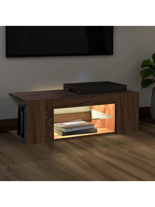 Televizoriaus spintelė su LED, ruda ąžuolo, 90x39x30cm