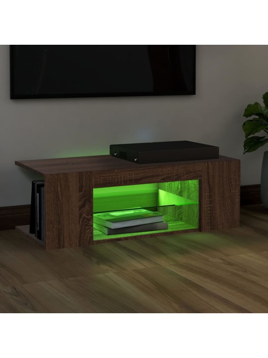 Televizoriaus spintelė su LED, ruda ąžuolo, 90x39x30cm