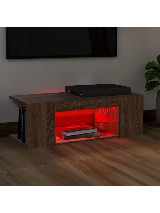 Televizoriaus spintelė su LED, ruda ąžuolo, 90x39x30cm