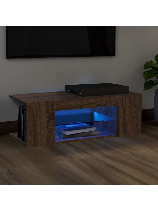 Televizoriaus spintelė su LED, ruda ąžuolo, 90x39x30cm