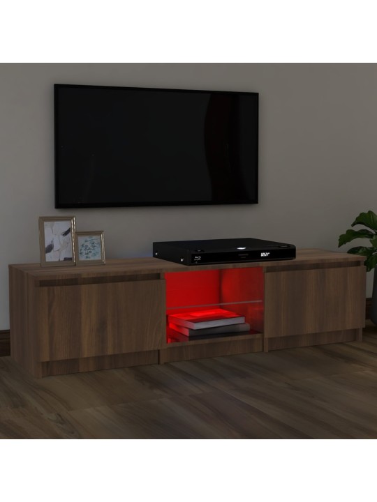 Televizoriaus spintelė su LED, ruda ąžuolo, 140x40x35,5cm