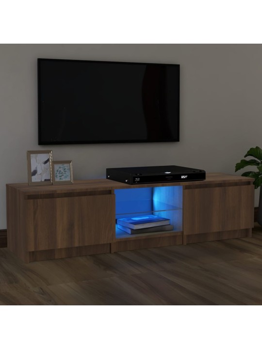 Televizoriaus spintelė su LED, ruda ąžuolo, 140x40x35,5cm