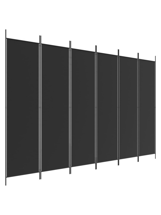 Kambario pertvara, 6 dalių, juodos spalvos, 300x200cm, audinys