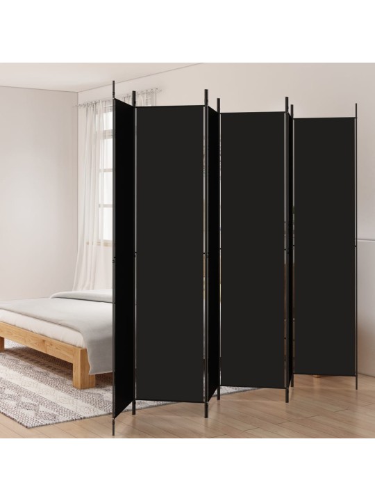 Kambario pertvara, 6 dalių, juodos spalvos, 300x220cm, audinys