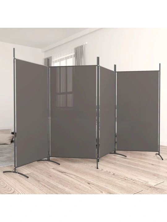 Kambario pertvara, 4 dalių, antracito, 346x180cm, audinys