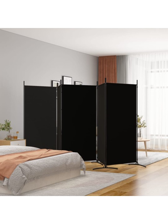 Kambario pertvara, 5 dalių, juodos spalvos, 433x180cm, audinys