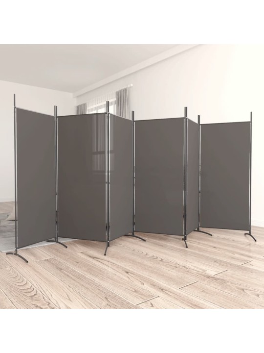 Kambario pertvara, 6 dalių, antracito, 520x180cm, audinys