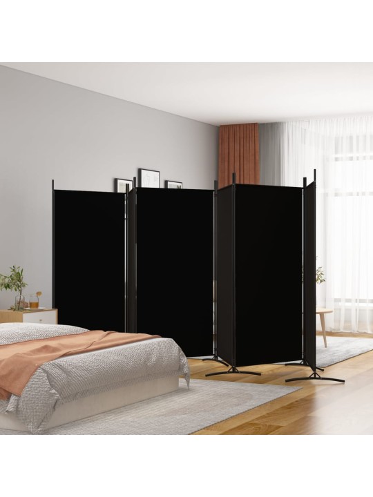 Kambario pertvara, 6 dalių, juodos spalvos, 520x180cm, audinys