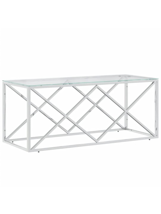 Kavos staliukas, 110x45x45cm, nerūdijantis plienas ir stiklas