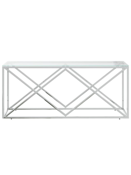 Kavos staliukas, 110x45x45cm, nerūdijantis plienas ir stiklas