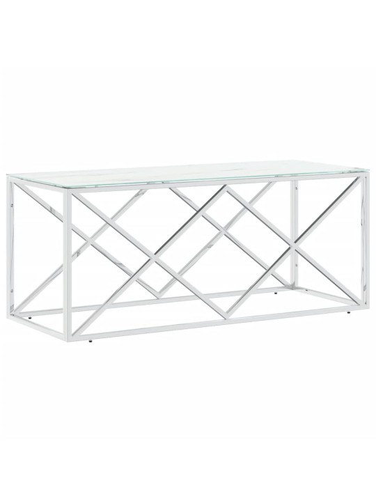 Kavos staliukas, 110x45x45cm, nerūdijantis plienas ir stiklas