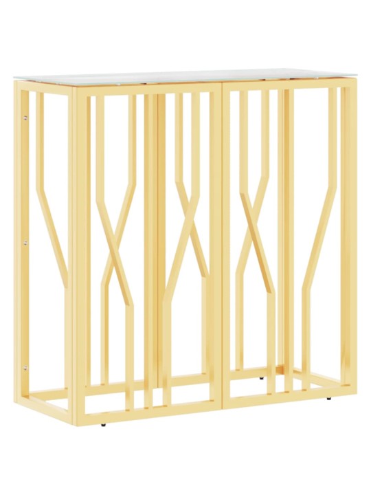 Konsolinis staliukas, auksinis, 70x30x70cm, plienas ir stiklas