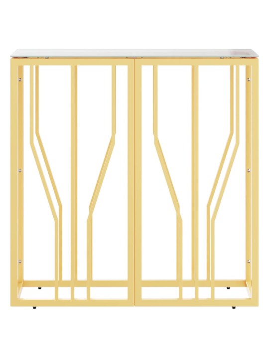 Konsolinis staliukas, auksinis, 70x30x70cm, plienas ir stiklas