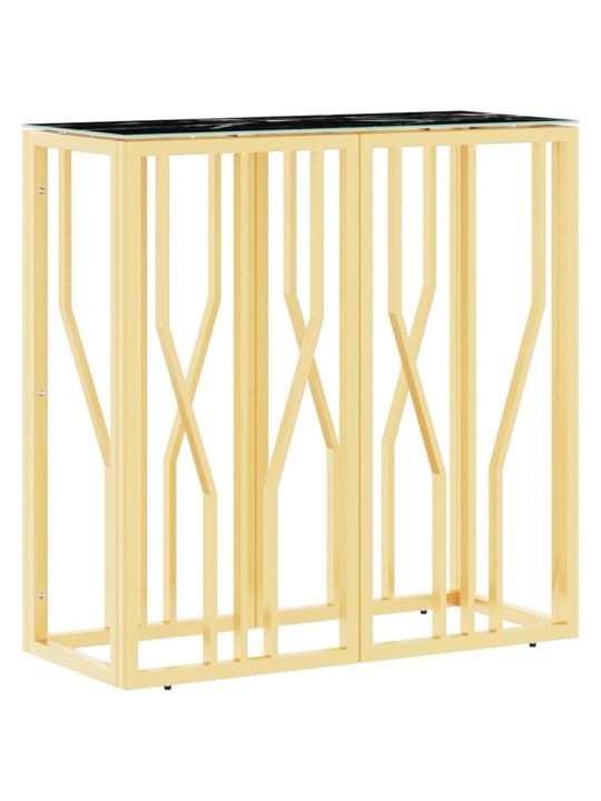 Konsolinis staliukas, auksinis, 70x30x70cm, plienas ir stiklas