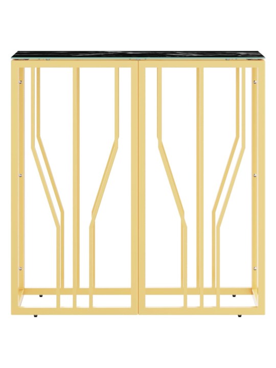 Konsolinis staliukas, auksinis, 70x30x70cm, plienas ir stiklas