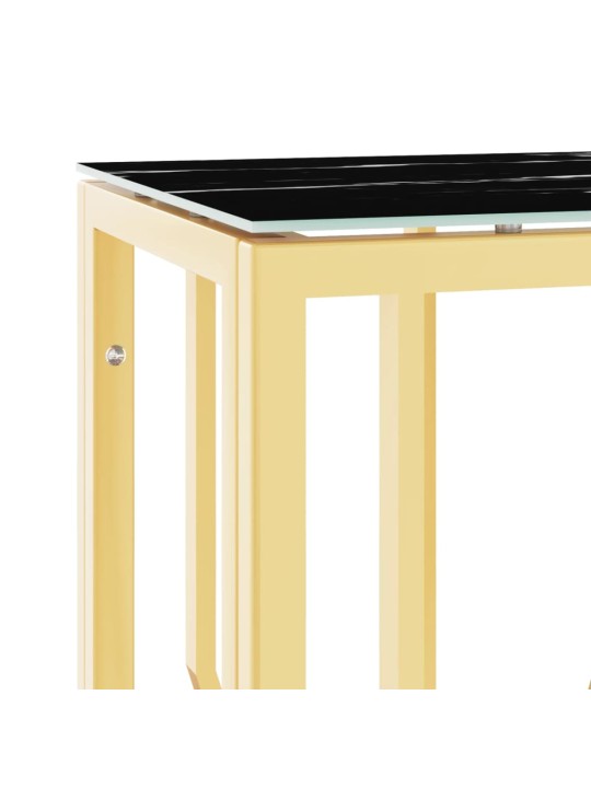 Konsolinis staliukas, auksinis, 70x30x70cm, plienas ir stiklas