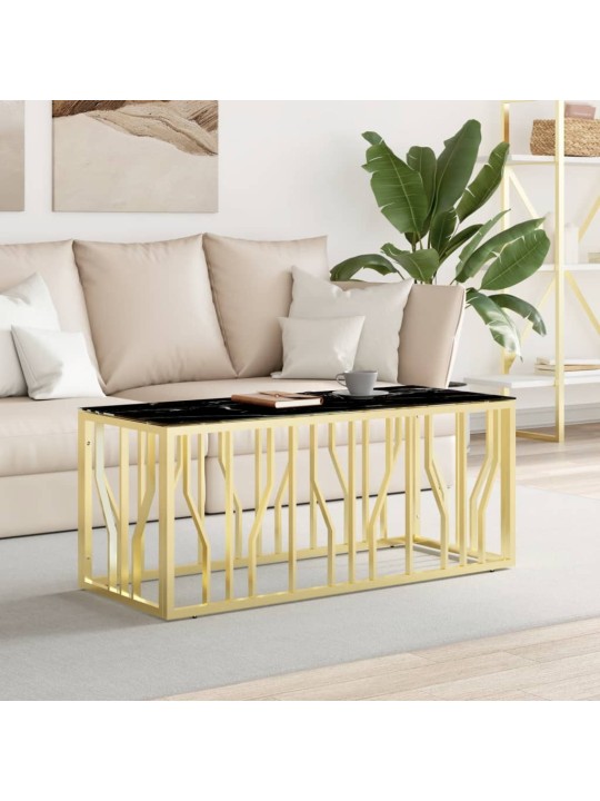Kavos staliukas, auksinis, 110x45x45cm, plienas ir stiklas