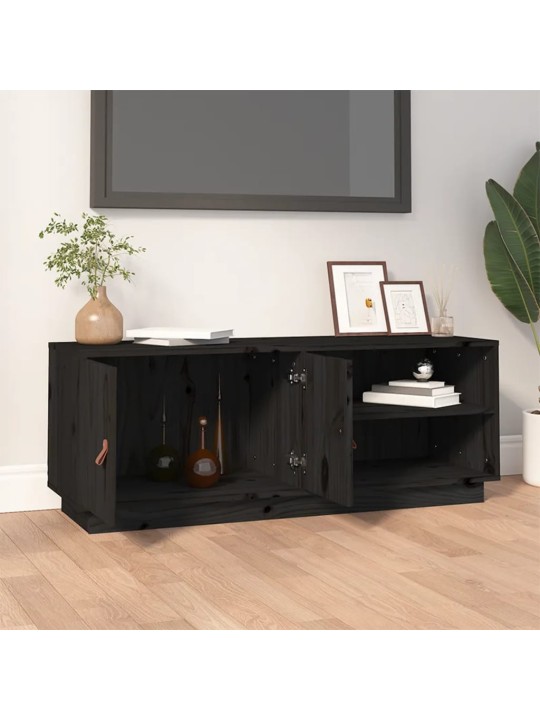 Televizoriaus spintelė, juoda, 105x34x40cm, pušies masyvas