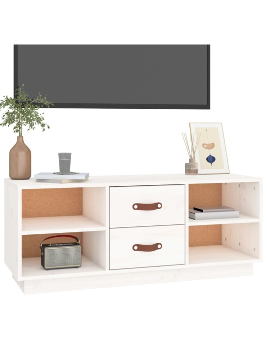 Televizoriaus spintelė, balta, 100x34x40cm, pušies masyvas