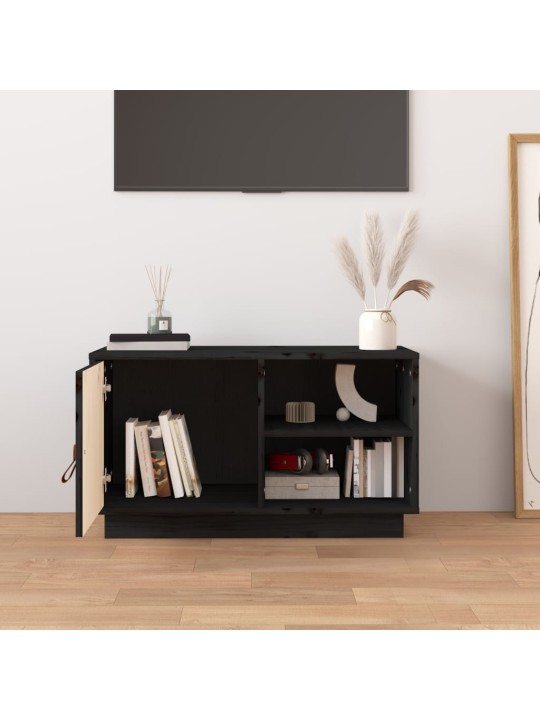 Televizoriaus spintelė, juoda, 70x34x40cm, pušies masyvas