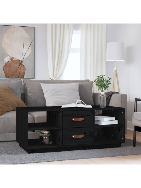 Kavos staliukas, juodas, 100x50x41cm, pušies medienos masyvas