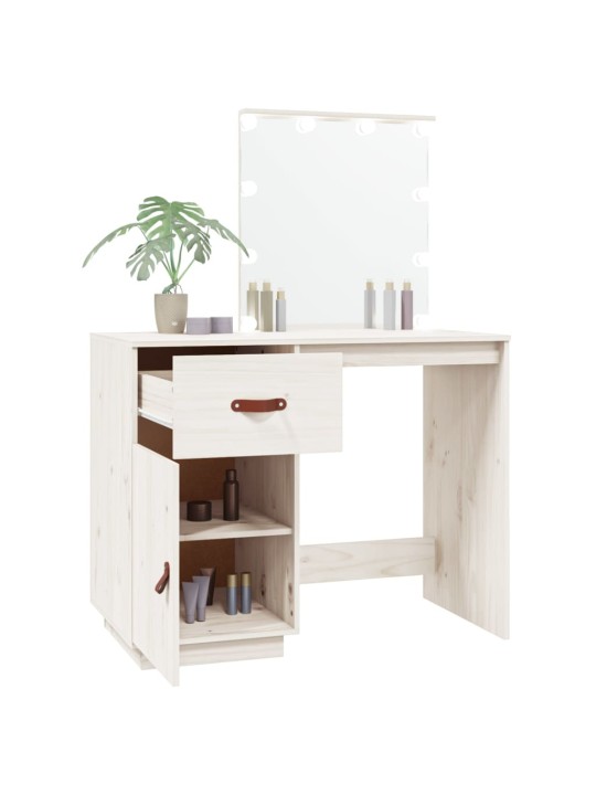 Kosmetinis staliukas su LED, baltas, 95x50x133,5cm, pušis