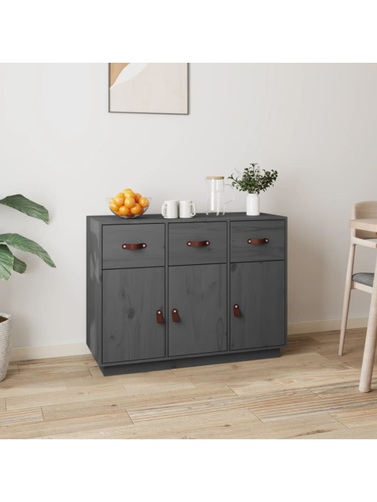 Šoninė spintelė, pilka, 100x40x75cm, pušies medienos masyvas