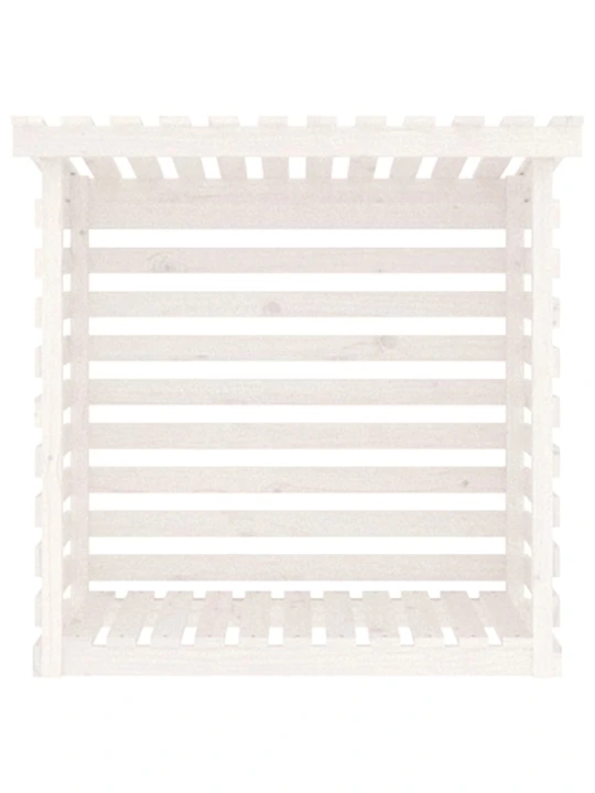 Stovas malkoms, baltas, 108x73x108cm, pušies medienos masyvas