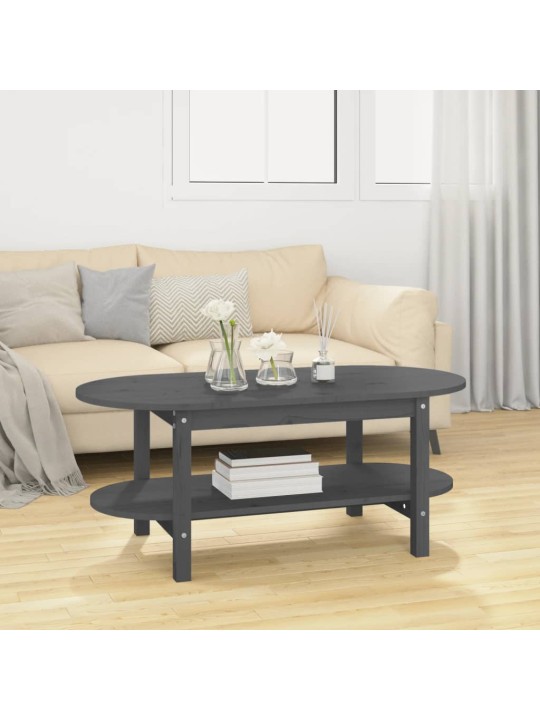 Kavos staliukas, pilkas, 110x55x45cm, pušies medienos masyvas