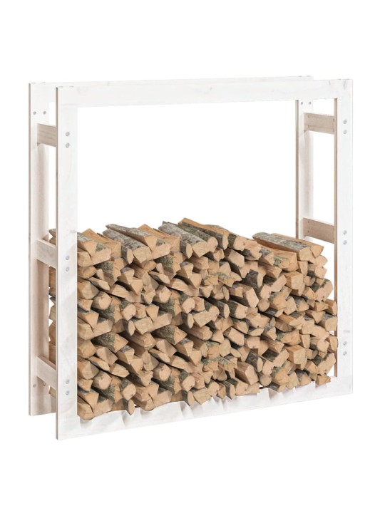 Stovas malkoms, baltas, 100x25x100cm, pušies medienos masyvas