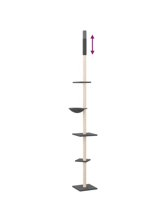Draskyklė katėms iki lubų, tamsiai pilka, 263,5–289,5cm