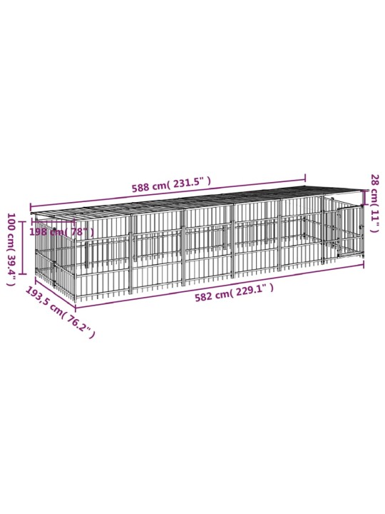 Lauko voljeras šunims su stogu, plienas, 11,26m²