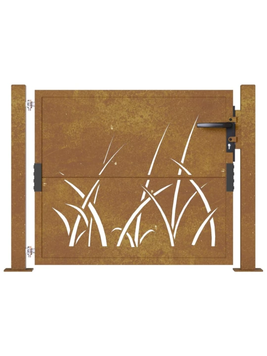 Sodo vartai, 105x80cm, corten plienas, žolės dizaino