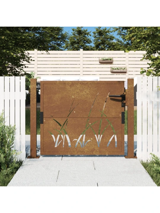 Sodo vartai, 105x80cm, corten plienas, žolės dizaino
