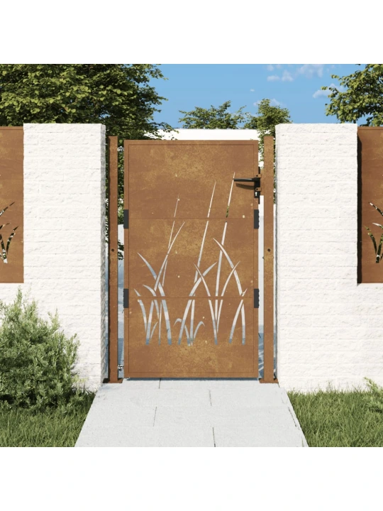 Sodo vartai, 105x155cm, corten plienas, žolės dizaino