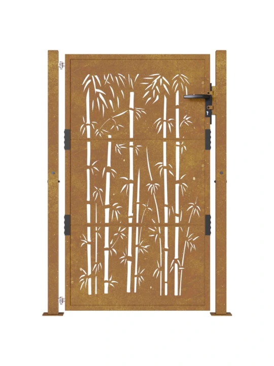 Sodo vartai, 105x130cm, corten plienas, bambuko dizaino
