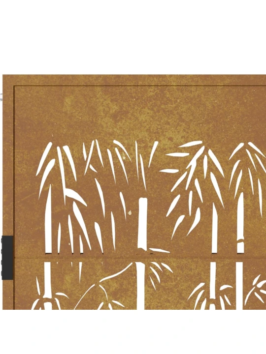 Sodo vartai, 105x130cm, corten plienas, bambuko dizaino